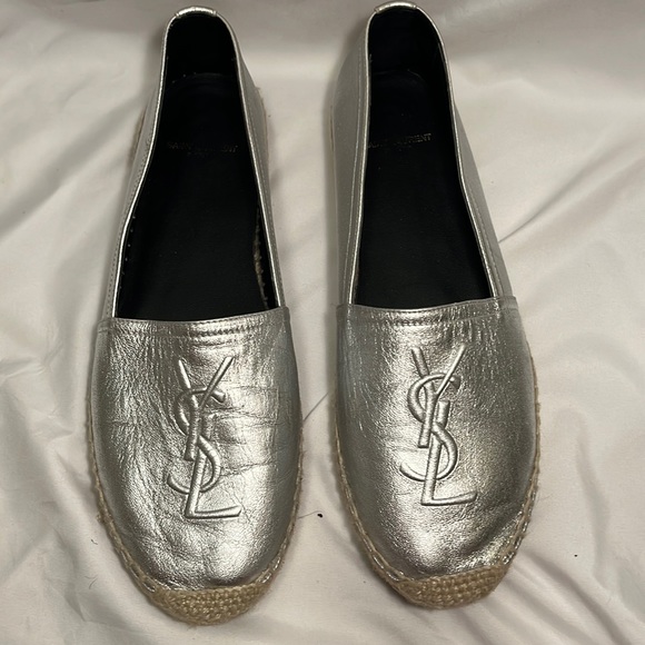 YSL Saint Laurent Silver Espadrille size 39 - Picture 1 of 5